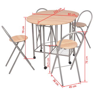 vidaXL Five Piece Folding Dining Set MDF - Giant Lobelia