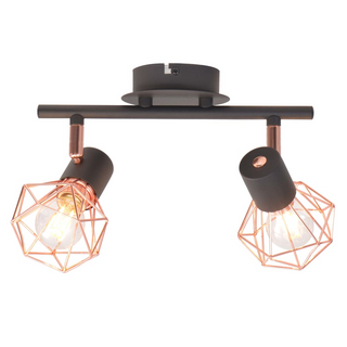 Ceiling Lamp with 2 Spotlights E14 Black and Copper - Giant Lobelia