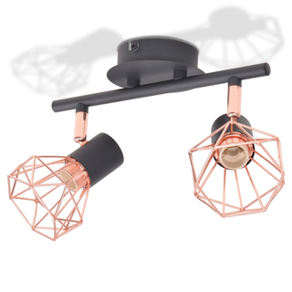 Ceiling Lamp with 2 Spotlights E14 Black and Copper - Giant Lobelia