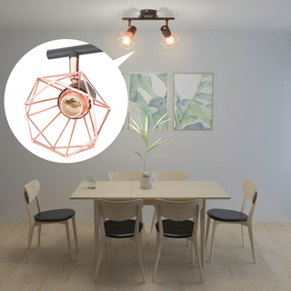 Ceiling Lamp with 2 Spotlights E14 Black and Copper - Giant Lobelia