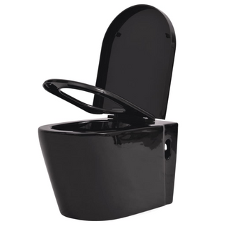 vidaXL Wall Hung Toilet Ceramic Black - Giant Lobelia