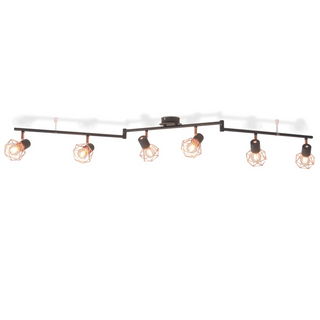 Ceiling Lamp with 6 Spotlights E14 Black and Copper - Giant Lobelia