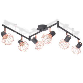 Ceiling Lamp with 6 Spotlights E14 Black and Copper - Giant Lobelia