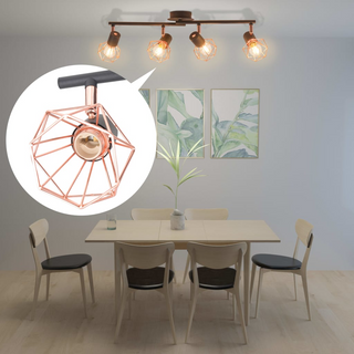 Ceiling Lamp with 4 Spotlights E14 Black and Copper - Giant Lobelia