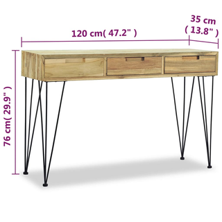 vidaXL Console Table 120x35x76 cm Solid Teak - Giant Lobelia