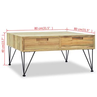 vidaXL Coffee Table 80x80x40 cm Solid Teak - Giant Lobelia