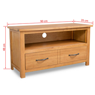 vidaXL TV Cabinet 90x35x48 cm Solid Oak Wood - Giant Lobelia