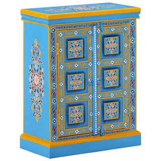 vidaXL Sideboard Solid Mango Wood Turquoise Hand Painted - Giant Lobelia