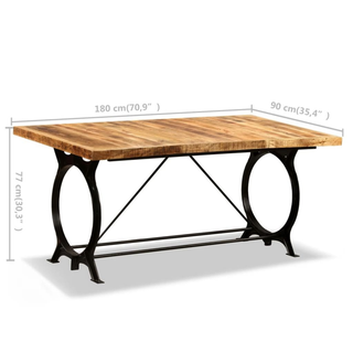 vidaXL Dining Table Solid Rough Mango Wood 180 cm - Giant Lobelia