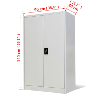 Office Cabinet 90x40x140cm Steel Grey - Giant Lobelia