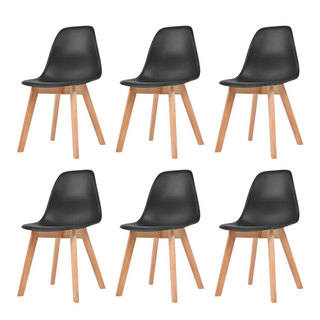 Dining Chairs 6 pcs Black Plastic - Giant Lobelia