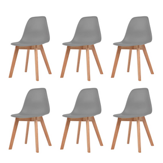 vidaXL Dining Chairs 6 pcs Grey Plastic - Giant Lobelia