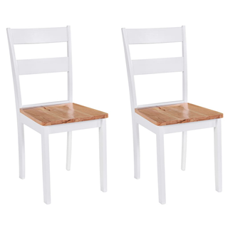 vidaXL Dining Chairs 2 pcs White Solid Rubber Wood - Giant Lobelia