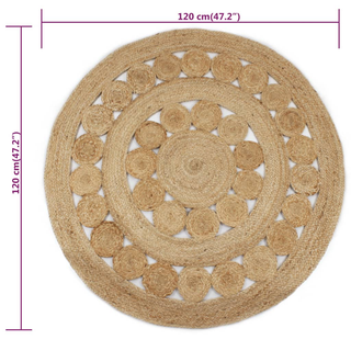 Area Rug Braided Design Jute 120 cm Round - Giant Lobelia