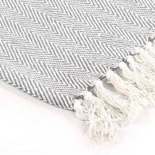 vidaXL Throw Cotton Herringbone 125x150 cm Grey - Giant Lobelia