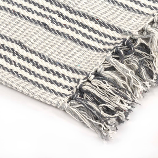 vidaXL Throw Cotton Stripes 160x210 cm Grey and White - Giant Lobelia