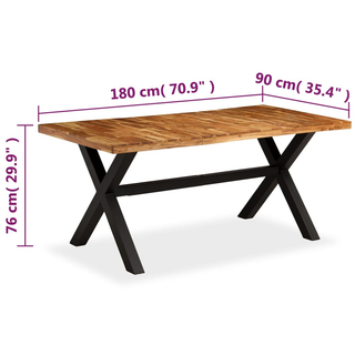 vidaXL Dining Table Solid Acacia and Mango Wood 180x90x76 cm - Giant Lobelia