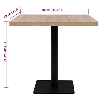 Bistro Table MDF and Steel Square 80x80x75 cm Oak Colour - Giant Lobelia