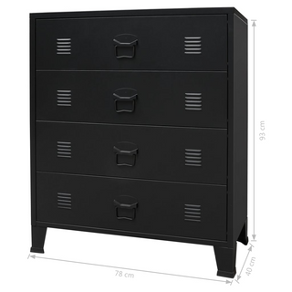 Chest of Drawers Metal Industrial Style 78x40x93 cm Black - Giant Lobelia