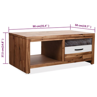 vidaXL Coffee Table Solid Acacia Wood 90x50x37.5 cm - Giant Lobelia