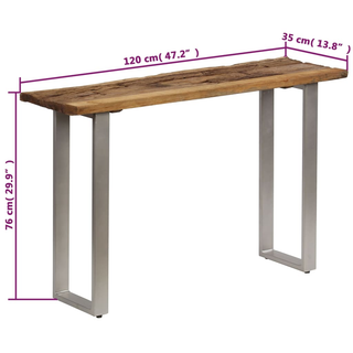 vidaXL Console Table Reclaimed Wood and Steel 120x35x76 cm - Giant Lobelia