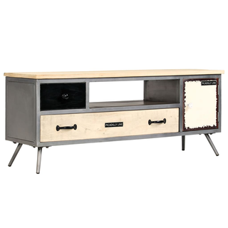 vidaXL TV Cabinet Solid Mango Wood and Steel 120x30x45 cm - Giant Lobelia