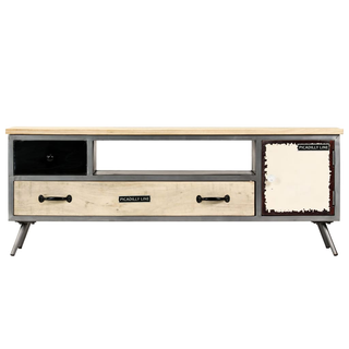 vidaXL TV Cabinet Solid Mango Wood and Steel 120x30x45 cm - Giant Lobelia