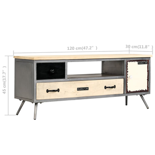 vidaXL TV Cabinet Solid Mango Wood and Steel 120x30x45 cm - Giant Lobelia