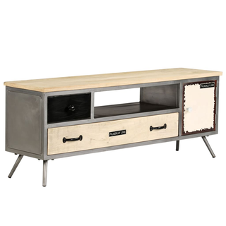 vidaXL TV Cabinet Solid Mango Wood and Steel 120x30x45 cm - Giant Lobelia