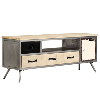 vidaXL TV Cabinet Solid Mango Wood and Steel 120x30x45 cm - Giant Lobelia