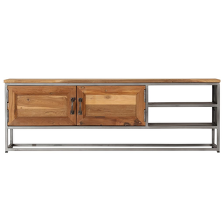 vidaXL TV Cabinet Recycled Teak and Steel 120x30x40 cm - Giant Lobelia