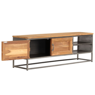 vidaXL TV Cabinet Recycled Teak and Steel 120x30x40 cm - Giant Lobelia