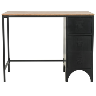 vidaXL Single Pedestal Desk Solid Firwood and Steel 100x50x76 cm - Giant Lobelia