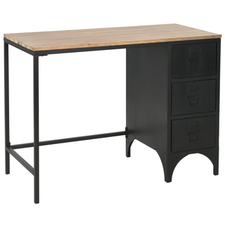 vidaXL Single Pedestal Desk Solid Firwood and Steel 100x50x76 cm - Giant Lobelia