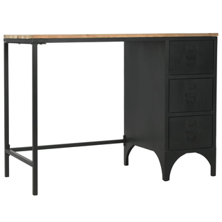 vidaXL Single Pedestal Desk Solid Firwood and Steel 100x50x76 cm - Giant Lobelia