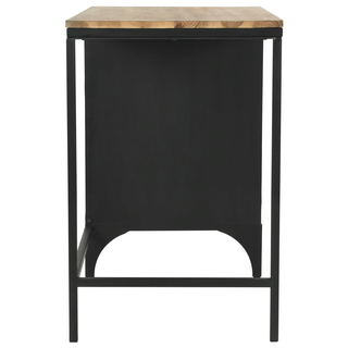 vidaXL Single Pedestal Desk Solid Firwood and Steel 100x50x76 cm - Giant Lobelia