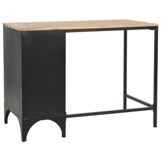 vidaXL Single Pedestal Desk Solid Firwood and Steel 100x50x76 cm - Giant Lobelia