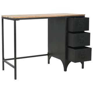 vidaXL Single Pedestal Desk Solid Firwood and Steel 100x50x76 cm - Giant Lobelia