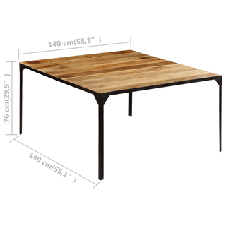 vidaXL Dining Table 140x140x76 cm Solid Mango Wood - Giant Lobelia