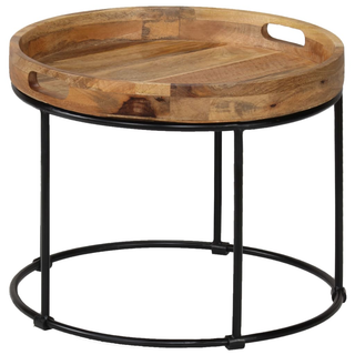 vidaXL Coffee Table Solid Mange Wood and Steel 50x40 cm - Giant Lobelia