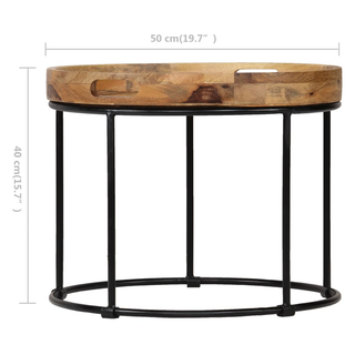 vidaXL Coffee Table Solid Mange Wood and Steel 50x40 cm - Giant Lobelia