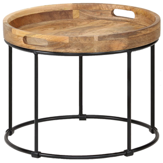 vidaXL Coffee Table Solid Mange Wood and Steel 50x40 cm - Giant Lobelia