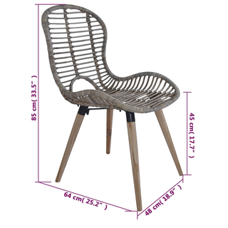 vidaXL Dining Chairs 4 pcs Brown Natural Rattan - Giant Lobelia