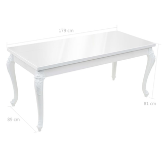 Dining Table 179x89x81 cm High Gloss White - Giant Lobelia