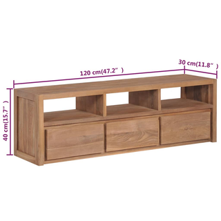 vidaXL TV Cabinet Solid Teak Wood with Natural Finish 120x30x40 cm - Giant Lobelia