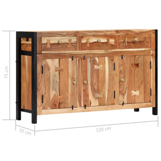 vidaXL Sideboard 120x35x75 cm Solid Acacia Wood - Giant Lobelia