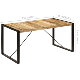 vidaXL Dining Table 160x80x75 cm Solid Mango Wood - Giant Lobelia