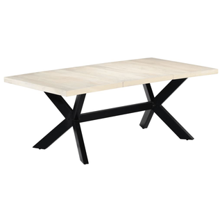 vidaXL Dining Table White 200x100x75 cm Solid Mango Wood - Giant Lobelia