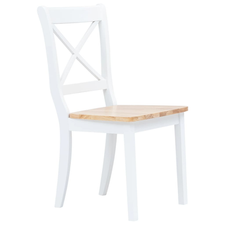 vidaXL Dining Chairs 2 pcs White and Light Wood Solid Rubber Wood - Giant Lobelia