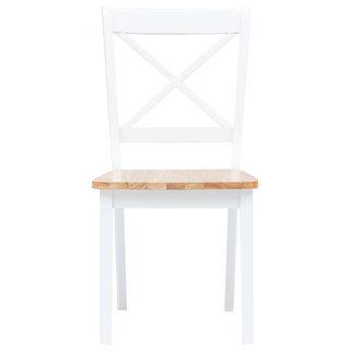 vidaXL Dining Chairs 2 pcs White and Light Wood Solid Rubber Wood - Giant Lobelia